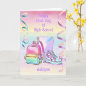 Happy First Day of HIgh School with Name カード (黄色い花)