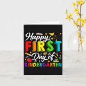 Happy First Day Of Kindergarten Back To School Boy カード (黄色い花)