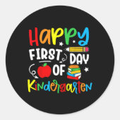 Happy First Day Of Kindergarten Back To School Tea ラウンドシール (正面)