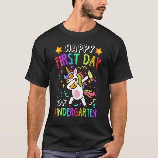 Happy First Day Of Kindergarten Dabbing Unicorn Te Tシャツ (正面)