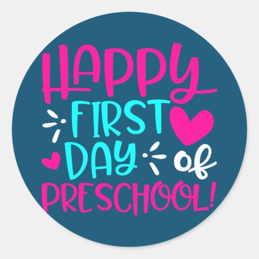 Happy First Day Of Preschool Fun Pre K Teacher ラウンドシール (正面)