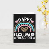 Happy First Day Of Preschool Leopard Rainbow Teach カード (黄色い花)
