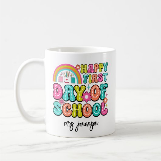 Happy First Day of School コーヒーマグカップ (左)