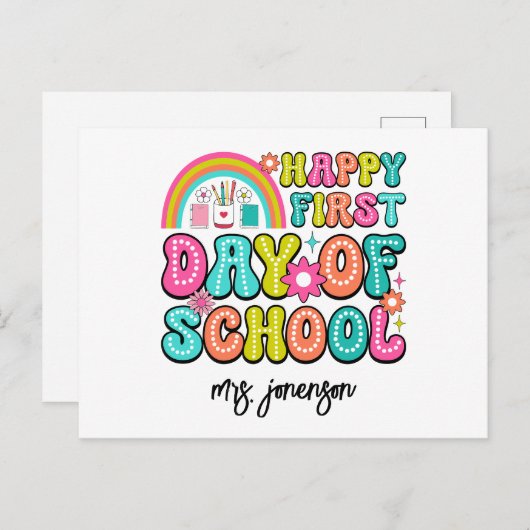 Happy First Day of School  シーズンポストカード (正面/裏面)