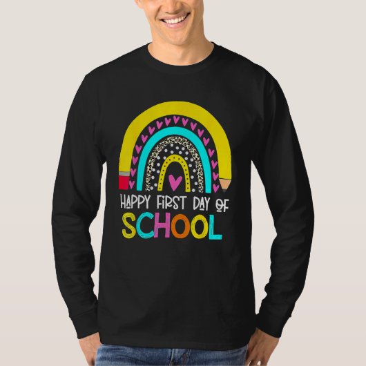 Happy First Day Of School Back To School Rainbow Tシャツ (正面)