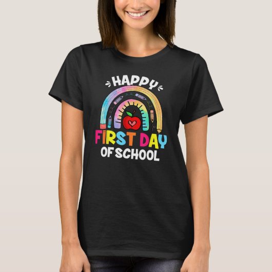 Happy First Day Of School Boho Rainbow Back To Sch Tシャツ (正面)