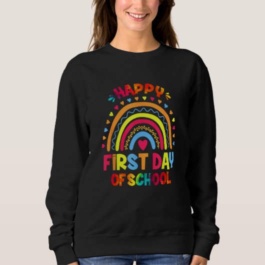 Happy First Day Of School Boho Rainbow Kids Back T スウェットシャツ (正面)