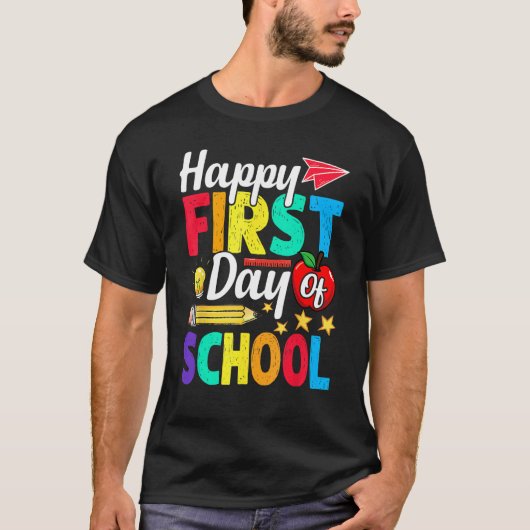 Happy First Day Of School Cute  Back To School 1 Tシャツ (正面)