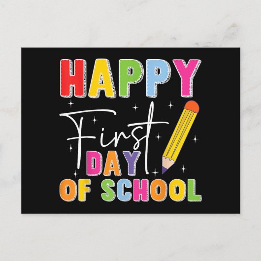 Happy First Day Of School Pencil Teacher Kids Back シーズンポストカード (正面)