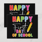 Happy First Day Of School Pencil Teacher Kids Back セーブザデート (正面/裏面)