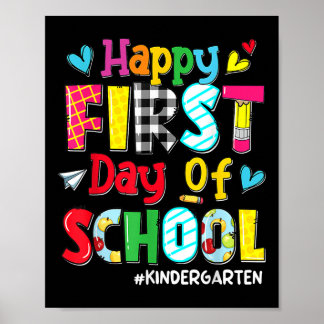 Happy First Day Of School Pencil Teacher Kids Back ポスター
