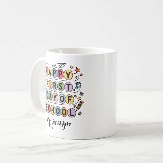 Happy First Day of School Personalized Name コーヒーマグカップ (正面左)
