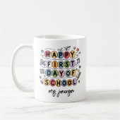 Happy First Day of School Personalized Name コーヒーマグカップ (左)