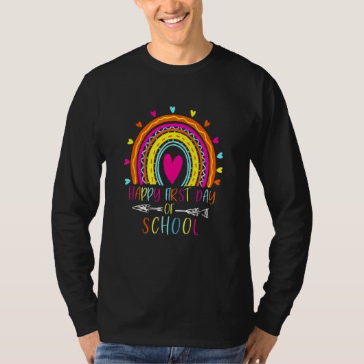 Happy First Day Of School Rainbow Leopard Women Te Tシャツ (正面)