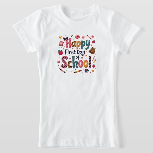 Happy First Day of School T-Shirt for Girls Tシャツ (レイダウン)