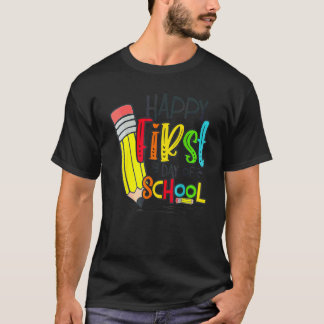 Happy First Day Of School Teacher And Student Back Tシャツ