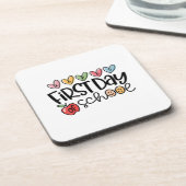 Happy First Day Of School Teacher Girl Kid Back To コースター (左側)