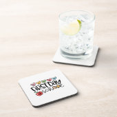 Happy First Day Of School Teacher Girl Kid Back To コースター (右側)