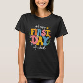 Happy First Day Of School Teacher Kids Groovy Back Tシャツ (正面)