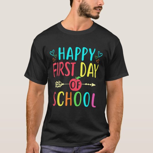Happy First Day Of School Teacher Student Back To  Tシャツ (正面)