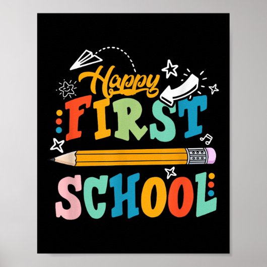 Happy First Day Of School Teacher Student Kid Back ポスター (正面)