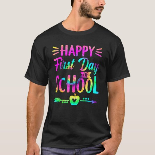 Happy First Day Of School Tie Dye Students And Tea Tシャツ (正面)