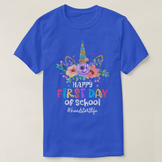 Happy First Day Of School Unicorn Headstart Life G Tシャツ (デザイン正面)