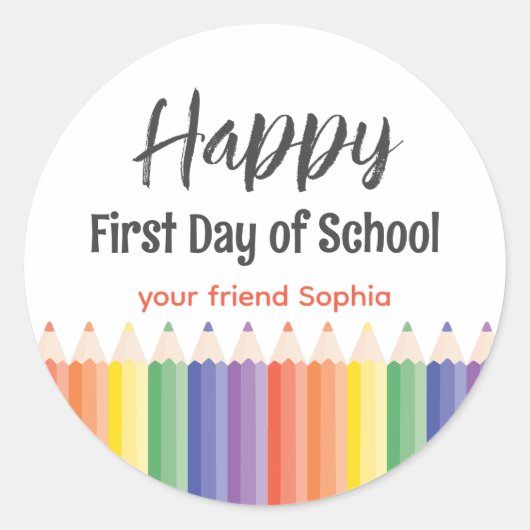 Happy First Day School ラウンドシール (正面)