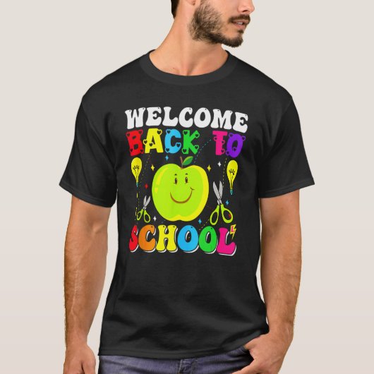 Happy First Day School Cute Boy Girls Welcome Back Tシャツ (正面)