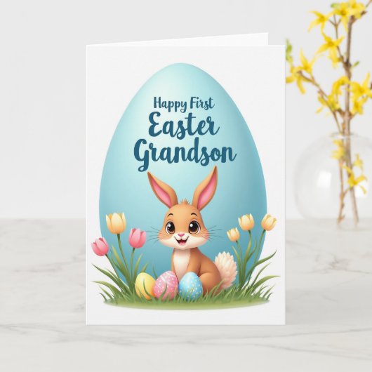 Happy First Easter Grandson Card カード (黄色い花)