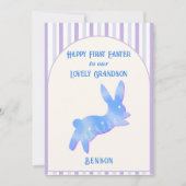 Happy First Easter Grandson Watercolor Blue Bunny  シーズンカード (正面)