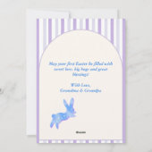 Happy First Easter Grandson Watercolor Blue Bunny  シーズンカード (裏面)