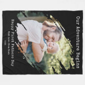 Happy First Fanteers Dayの写真パーソナライズされた フリースブランケット (正面(横))