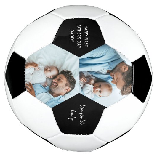 Happy First Faters Day Daddy 2写真パーソナライズされた サッカーボール (回転)