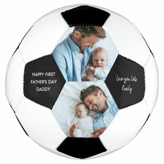 Happy First Faters Day Daddy 2写真パーソナライズされた サッカーボール (正面)