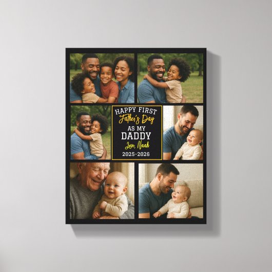 Happy First Father Day Personalized Photo Collage キャンバスプリント (正面)