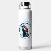 Happy First Father's Dayの写真とカスタム文字 ウォーターボトル (背面)