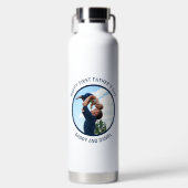 Happy First Father's Dayの写真とカスタム文字 ウォーターボトル (正面)