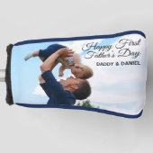 Happy First Father's Dayの写真とカスタム文字 ゴルフヘッドカバー (正面)