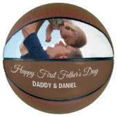 Happy First Father's Dayの写真とカスタム文字 バスケットボール (正面)