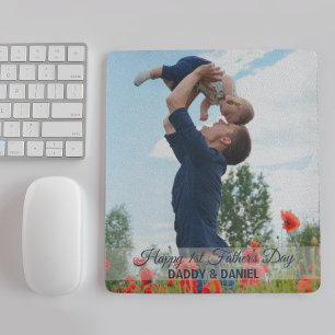 Happy First Father's Dayの写真カスタムと名前 マウスパッド