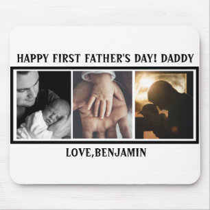 Happy First Father's Dayタイポグラフィカスタム写真 マウスパッド