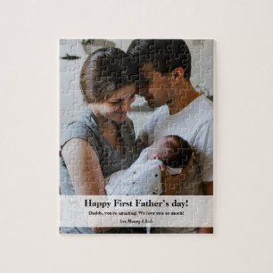 Happy First Father's dayパパベビー家族の写真 ジグソーパズル