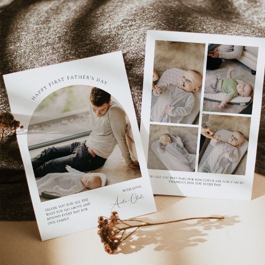 Happy First Father's Dayフォトカードモダン 招待状