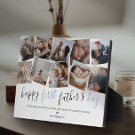 Happy First Father's Dayフォトコラージュ フォトプラーク<br><div class="desc">シンプル第1親父の日の写真プラークは、自分で置き換えるために10家族の写真のコラージュを特徴とし、ことわざ"happy first father's day"、引用文"何人かの男性は父親になるこ生まれと、誰かが自分である"と、かわいい青いハートと子供名。</div>