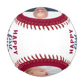 Happy First Father's Dayポップ・アートの-ポップ・アートの 2フォトレッドホ 野球ボール (裏面)