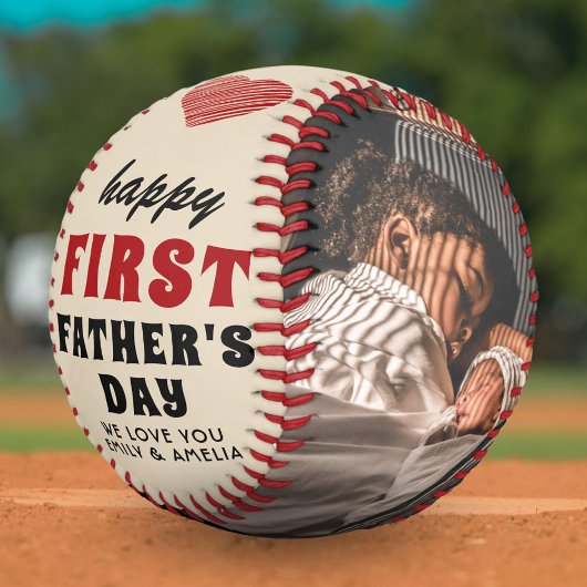 Happy First Father's Day赤いハート2写真 ソフトボール