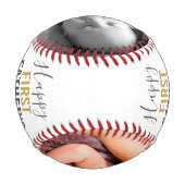 Happy First Father's Day金ゴールドベビー2写真名 野球ボール (裏面)