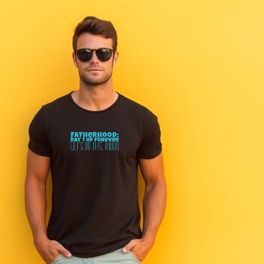 Happy First Father's Day青い紺色の文字ユーモア Tシャツ