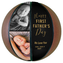 Happy First Father's Day黒モダン2写真名 バスケットボール